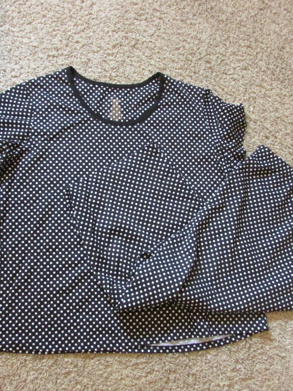 NWOT Simply Basic Sleepwear 3X 22/24W Black White Dot Capri Pajama 2 Pc Set